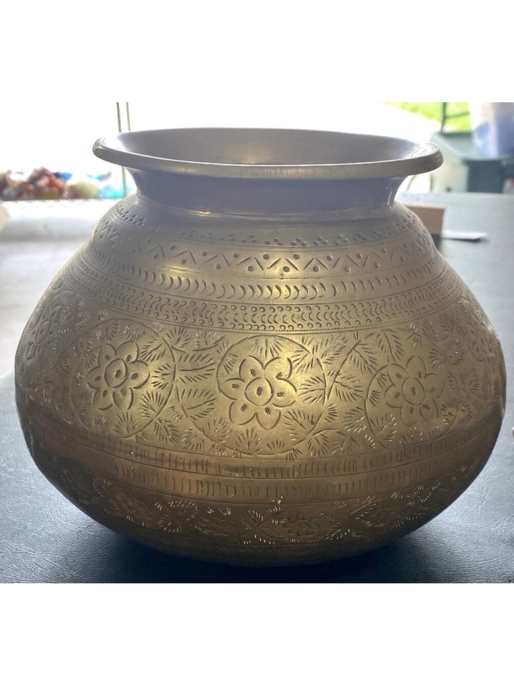 Vintage Karma Sutra Brass Water Pot Engraved 6.5"